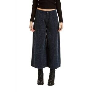 NEW TRACTR chic blend tweed denim crop pants in dark indigo